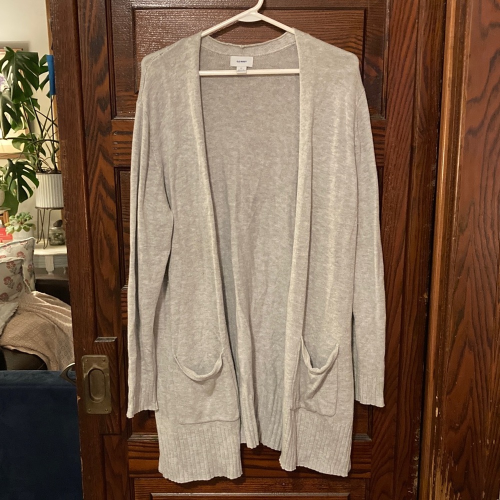 Old Navy Light Gray Open-Front Cardigan